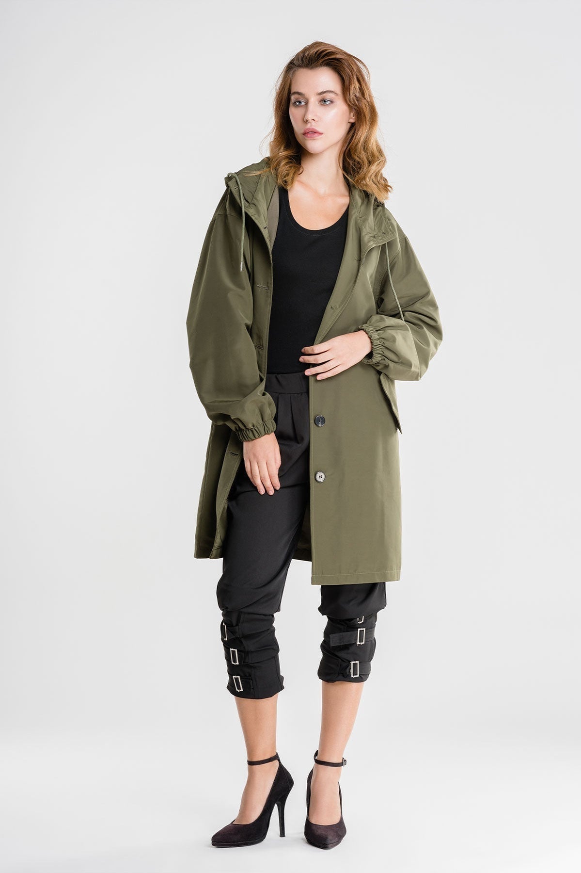 Women’s Lightweight Hooded Coat – Casual Longline Button-Up Jacket 12