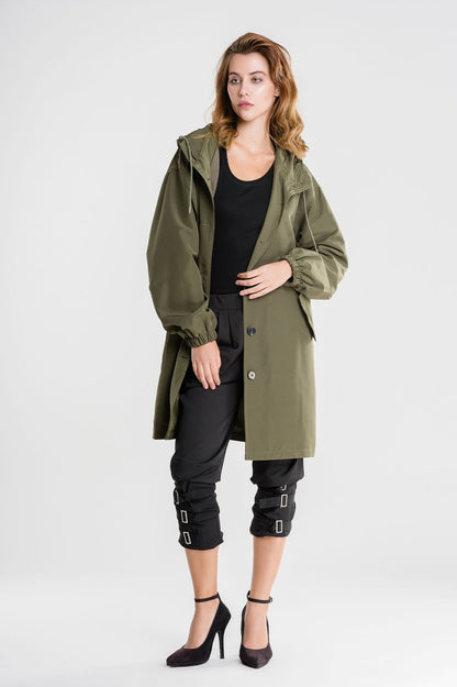 Women’s Lightweight Hooded Coat – Casual Longline Button-Up Jacket 12