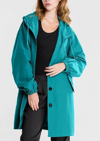 Women’s Lightweight Hooded Coat – Casual Longline Button-Up Jacket 13