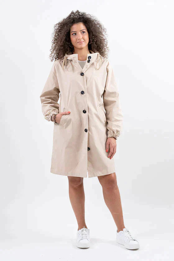 Women’s Lightweight Hooded Coat – Casual Longline Button-Up Jacket 6