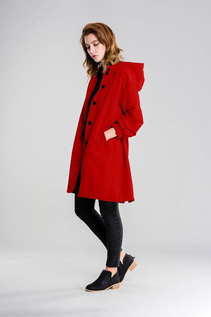 Women’s Lightweight Hooded Coat – Casual Longline Button-Up Jacket 7