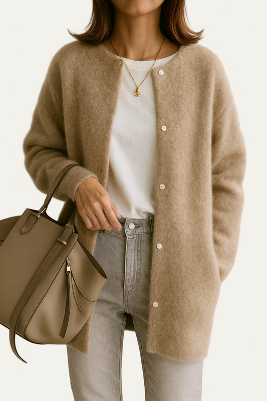 Women’s Long Cardigan – Oversized, Press-Stud Front, Longline Knit 0