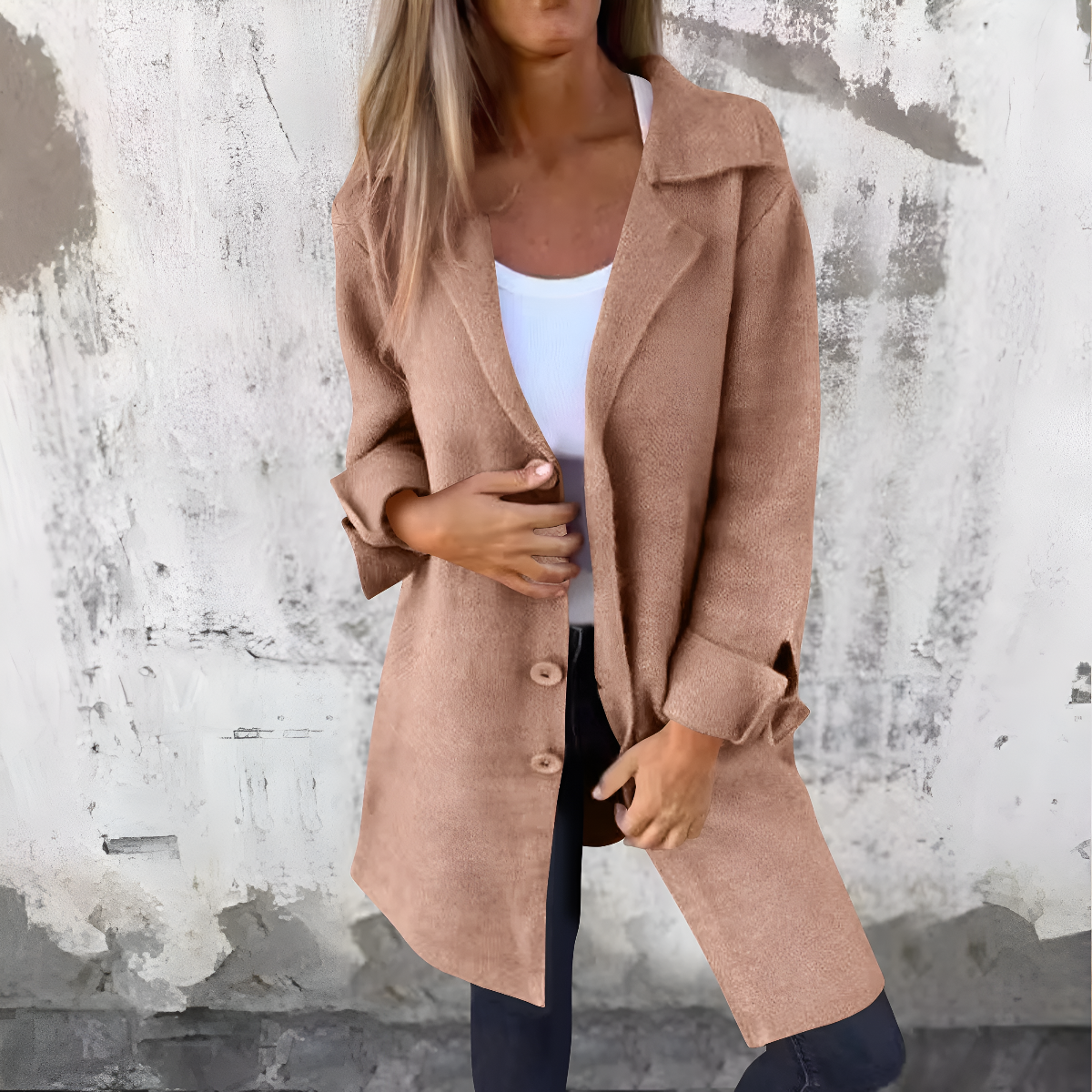 Ladies Classic Overcoat with Lapel Collar