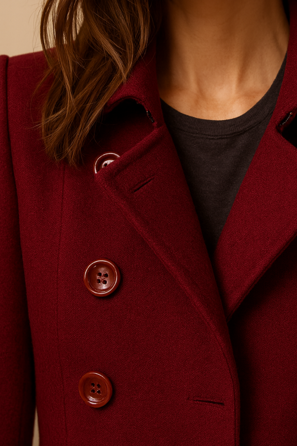 Women’s Long Coat – Double-Breasted, Mid-Length, Classic Collar 2