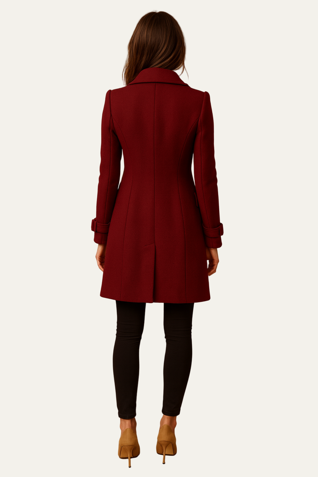 Women’s Long Coat – Double-Breasted, Mid-Length, Classic Collar 3