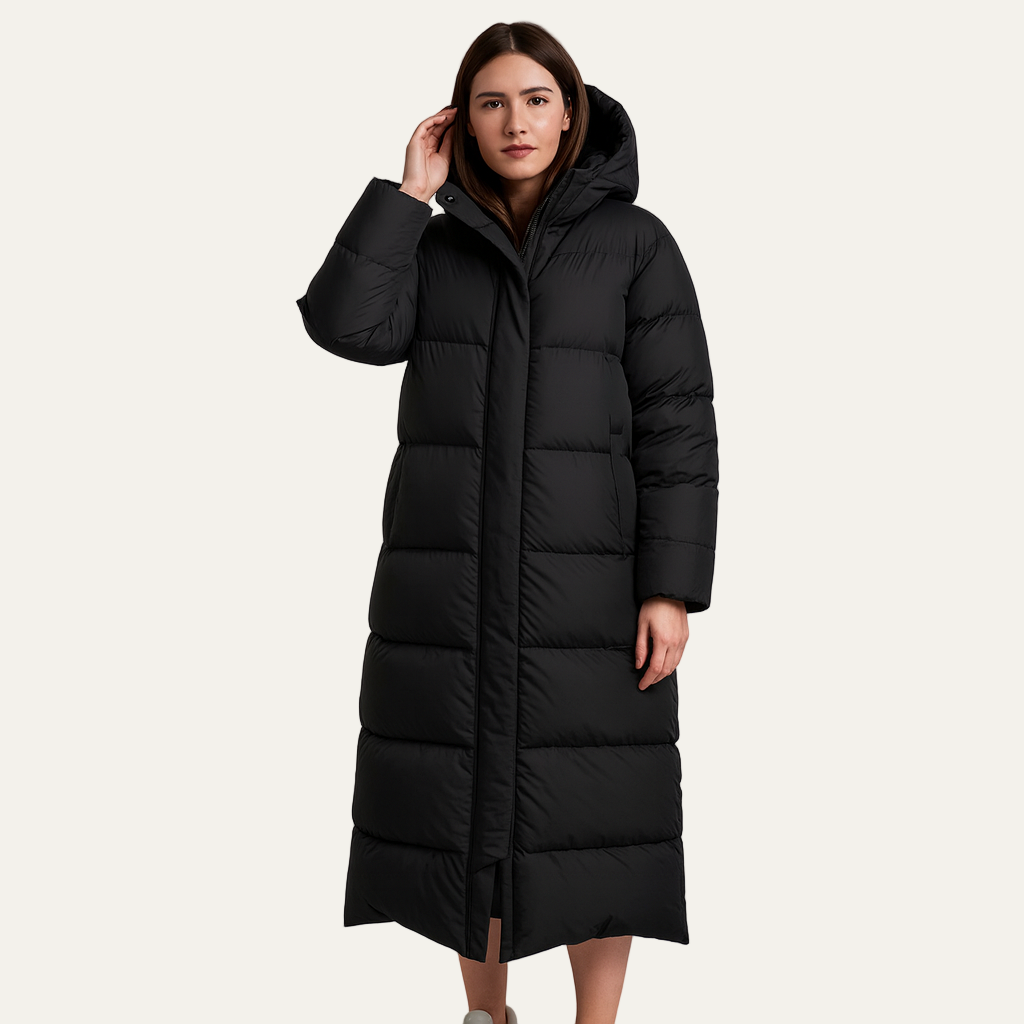Women’s Long Hooded Puffer Coat – Maxi, Water-Resistant & Warm 0