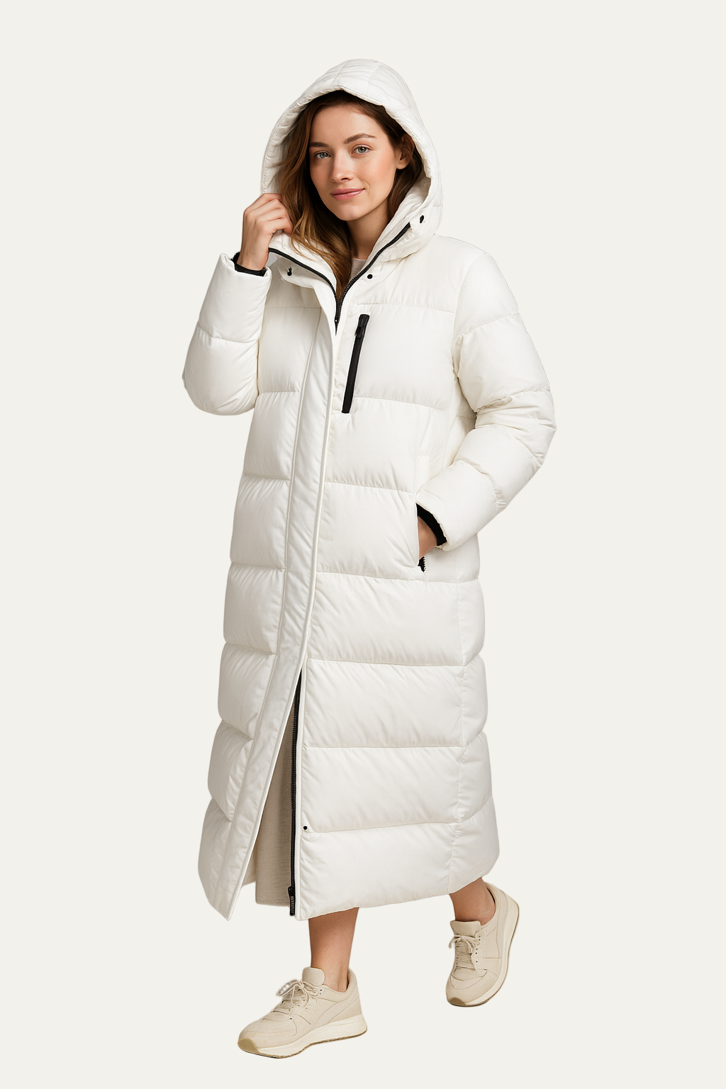 Women’s Long Hooded Puffer Coat – Maxi, Water-Resistant & Warm 1