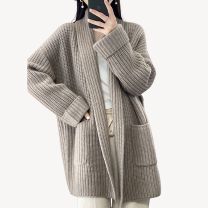 VogeLuxe | Women’s V-Neck Knitted Sweater Jacket