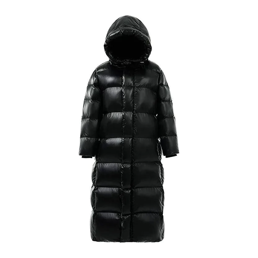 Women’s Long Padded Winter Coat – Hooded – Full-Length – Quilted Design 1