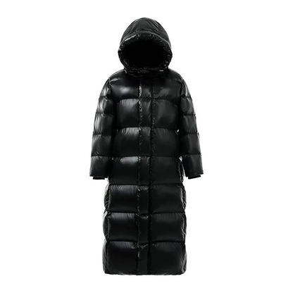 Women’s Long Padded Winter Coat – Hooded – Full-Length – Quilted Design 1