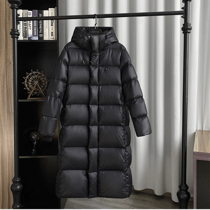 Women’s Long Padded Winter Coat – Hooded – Full-Length – Quilted Design 2