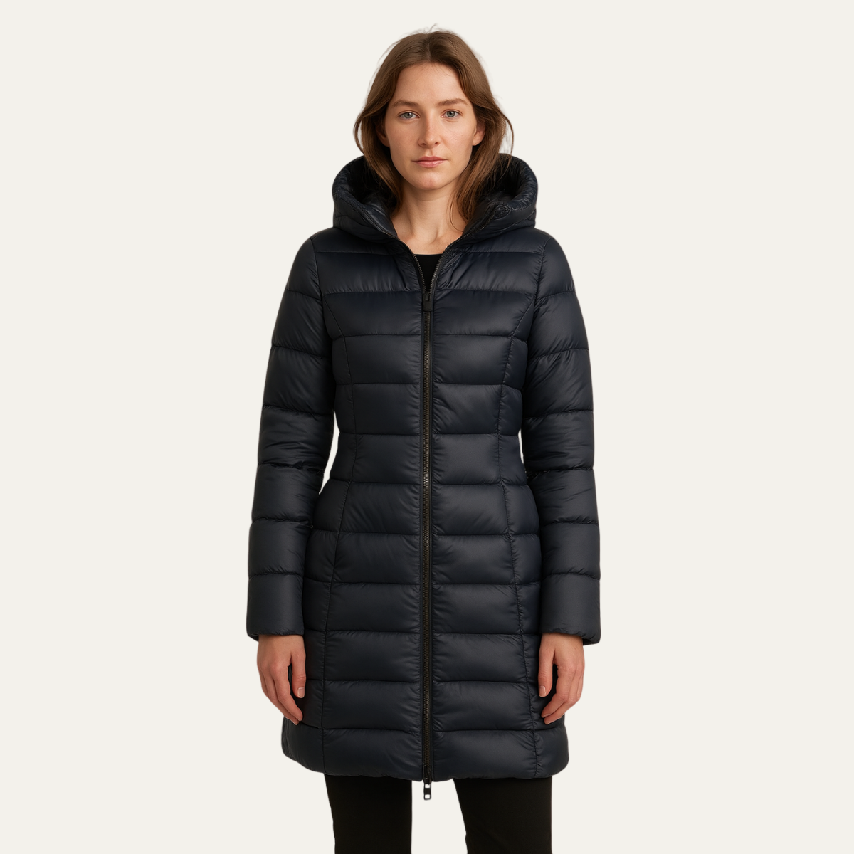 Women’s Long Puffer Jacket – Hooded – Slim Fit – Winter Coat 0