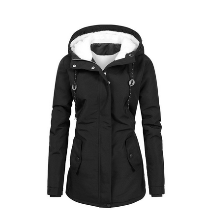 Warm Ladies Parka Coat with Fleece Lining