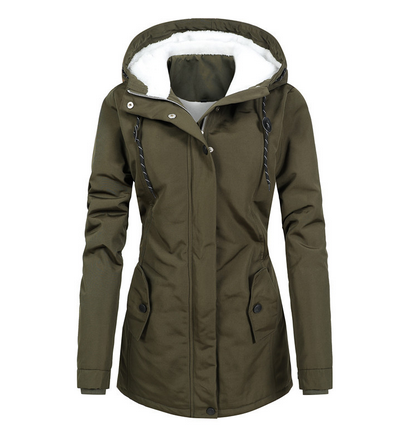 Warm Ladies Parka Coat with Fleece Lining