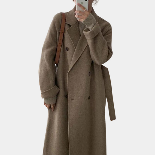 Women’s Long Winter Coat – Double-Breasted Oversized Style 0