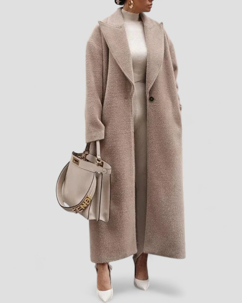 VogeLuxe | Women’s Elegant Faux Woolen Long Coat