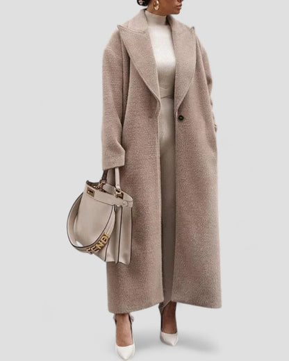 VogeLuxe | Women’s Elegant Faux Woolen Long Coat