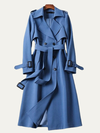 Women’s Longline Double-Breasted Trench Coat – Timeless Belted Design 4