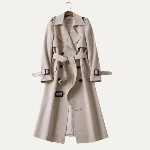 Women’s Longline Double-Breasted Trench Coat – Timeless Belted Design 5