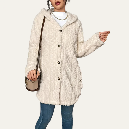 Women’s Longline Hooded Cardigan – Winter Plush Outerwear 0