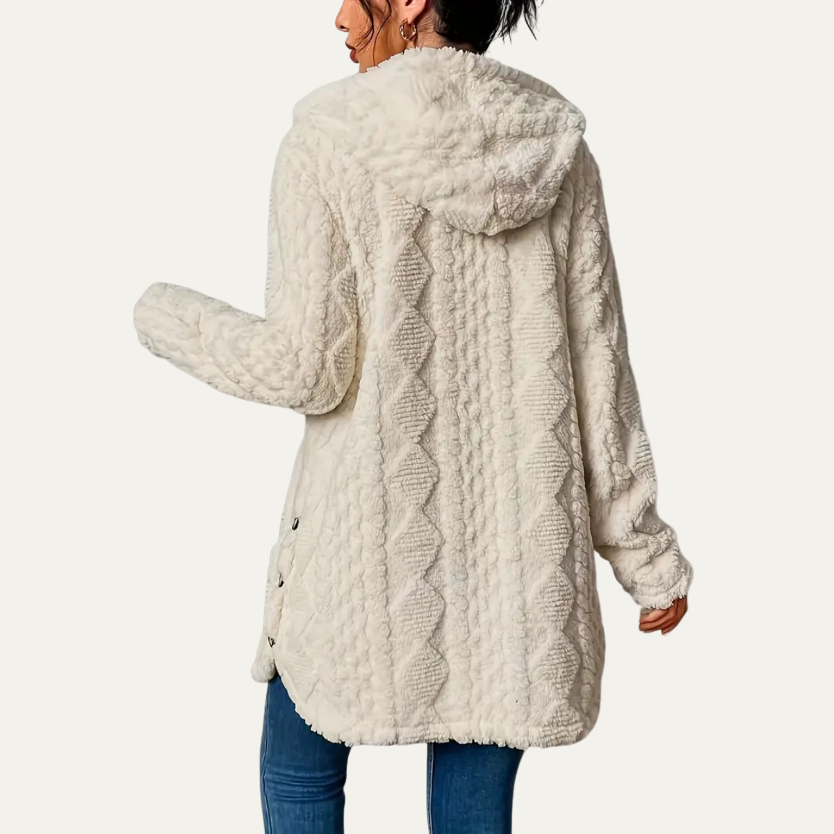 Women’s Longline Hooded Cardigan – Winter Plush Outerwear 3