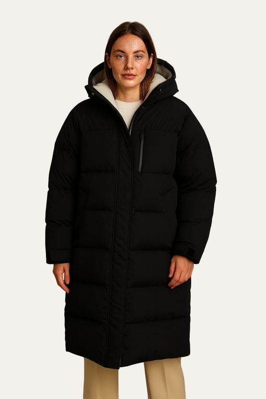Women’s Longline Puffer Coat – Hooded Ultra-Warm Winter Outerwear 0