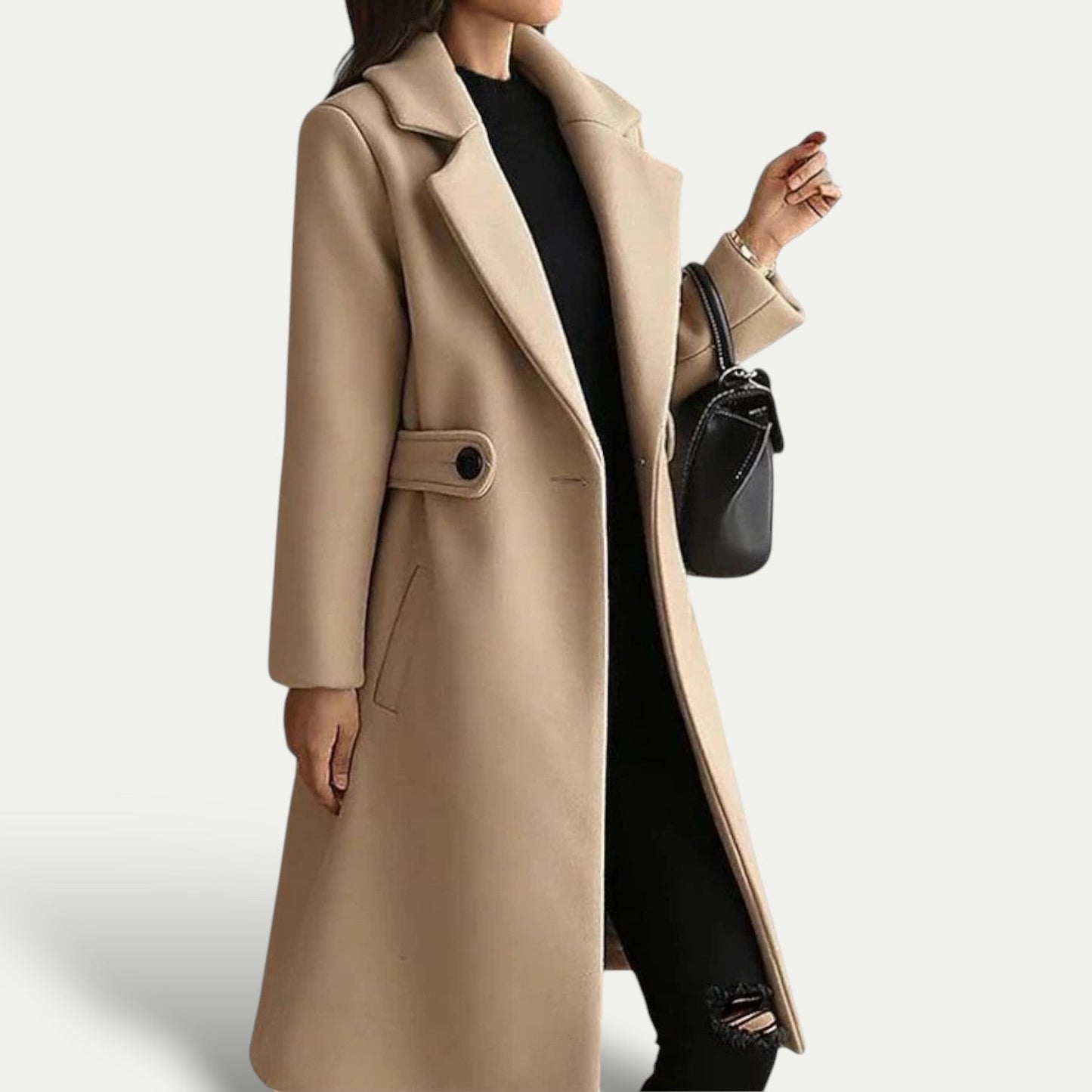Women’s Maxi Single-Breasted Coat with Wide Lapels – Autumn/Winter 1