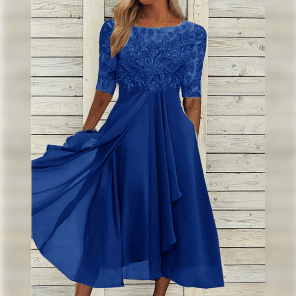 Elegant Crochet Waist Midi Dress