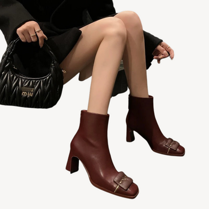 VogeLuxe | Women’s Retro Leather Bow Ankle Boots