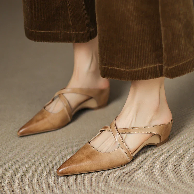 VogeLuxe | Women’s Genuine Leather Orthopedic Mules