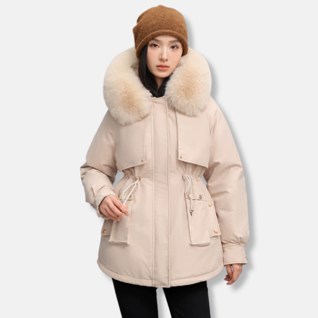 Women’s Parka Jacket – Water-Resistant – Detachable Faux Fur Collar – Adjustable Waist 0