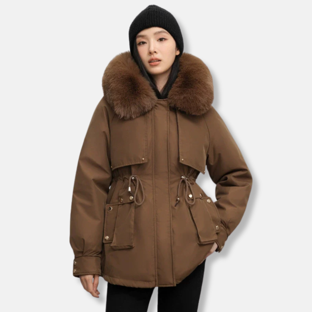 Women’s Parka Jacket – Water-Resistant – Detachable Faux Fur Collar – Adjustable Waist 1