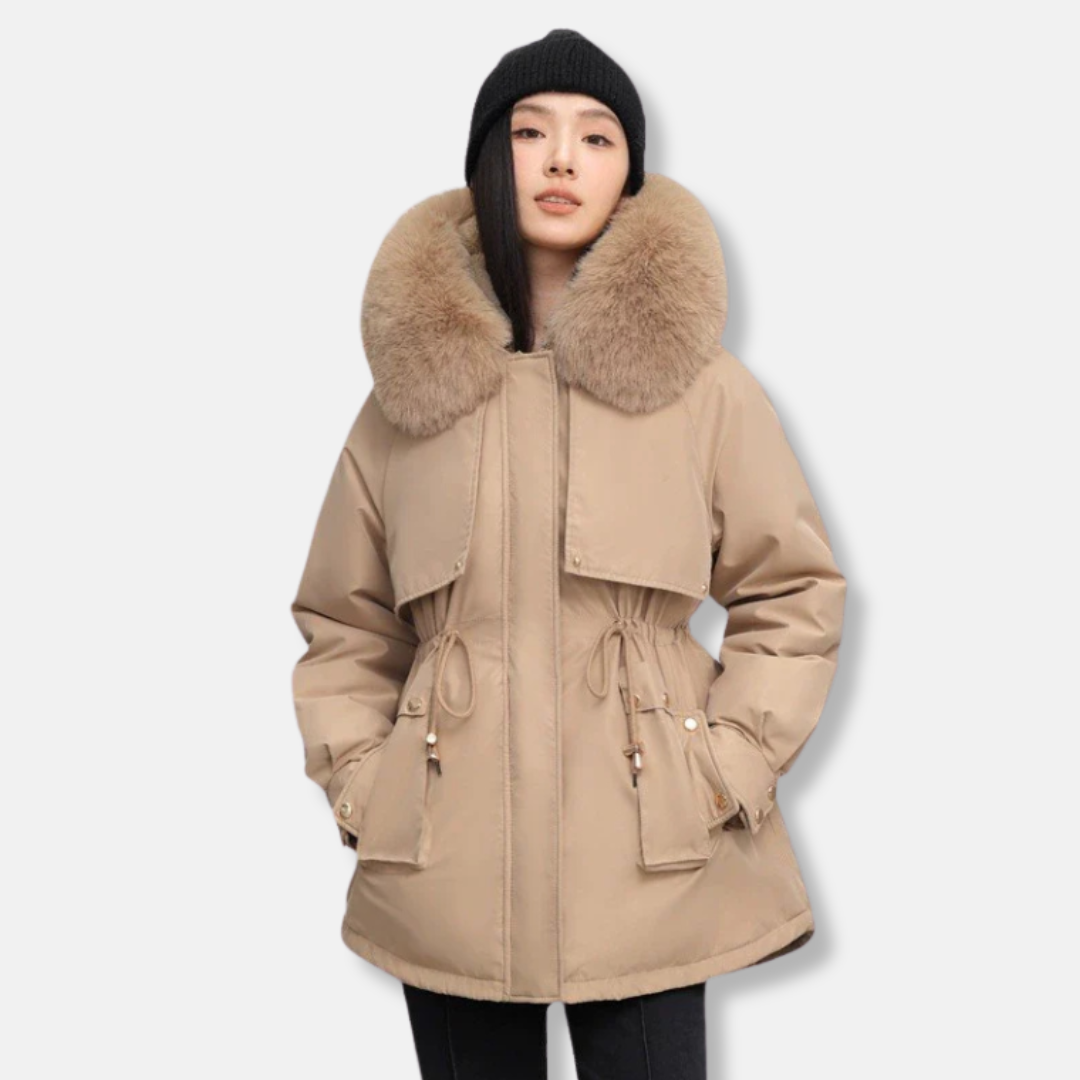 Women’s Parka Jacket – Water-Resistant – Detachable Faux Fur Collar – Adjustable Waist 2