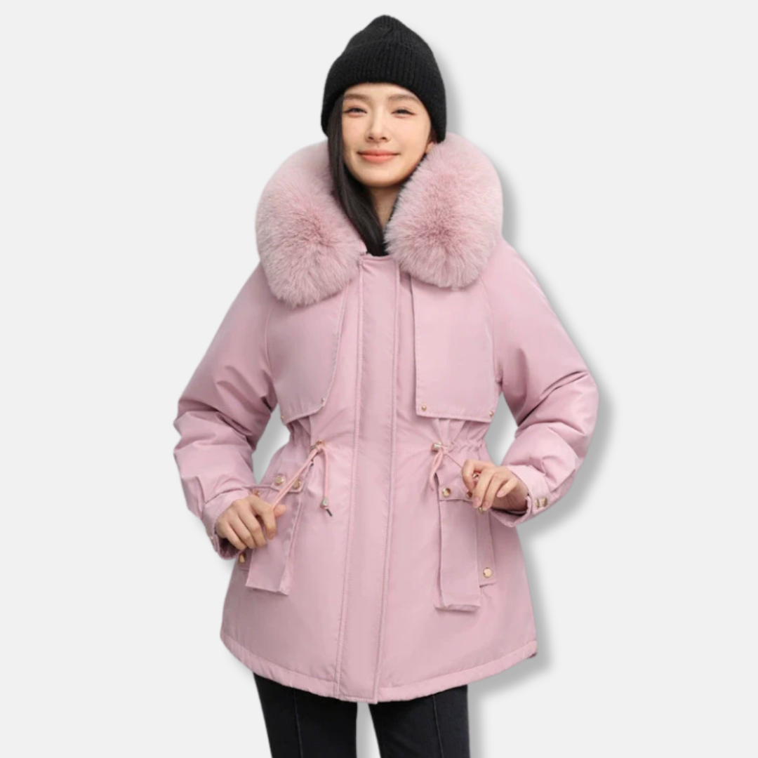 Women’s Parka Jacket – Water-Resistant – Detachable Faux Fur Collar – Adjustable Waist 4