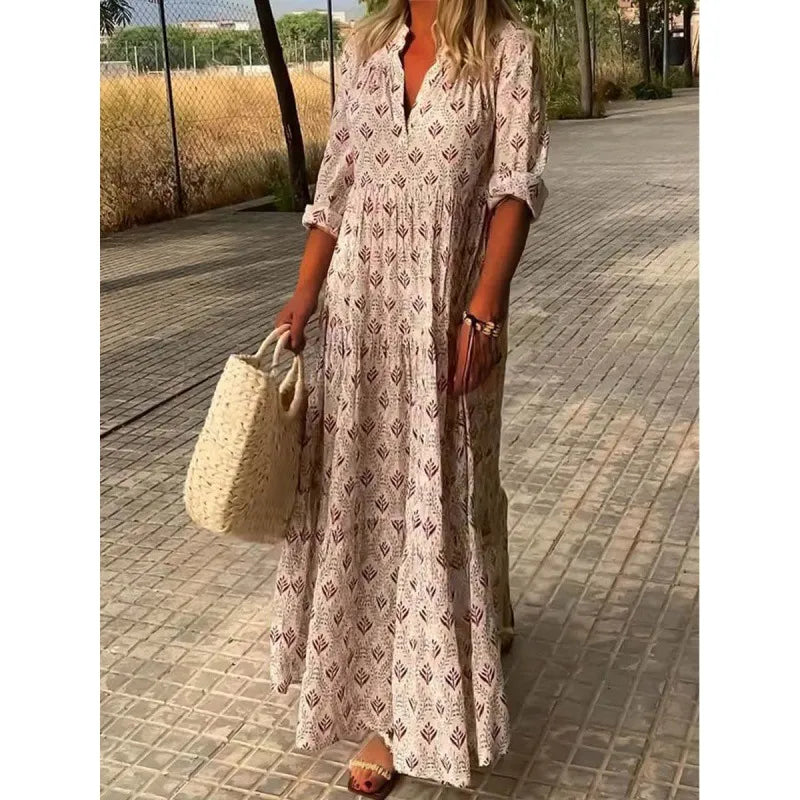 Ladies Floral Long Summer Dress - VogeLuxe