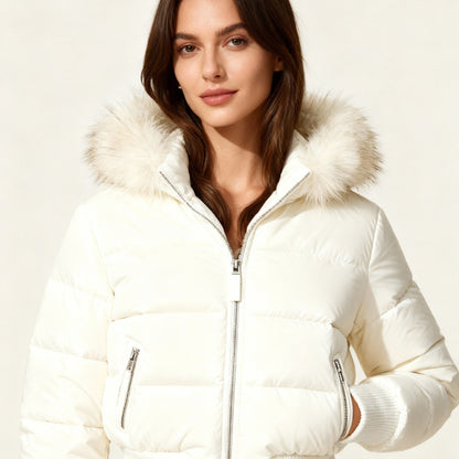 Ladies Water Resistant Parka Coat with Removable Hood