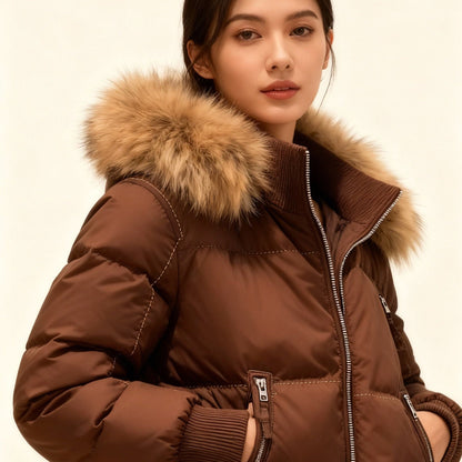 Ladies Water Resistant Parka Coat with Removable Hood