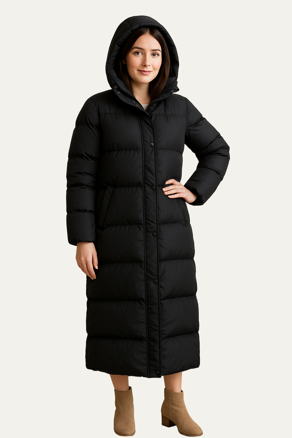 VogeLuxe | Women’s Minimalist Hooded Puffer Jacket