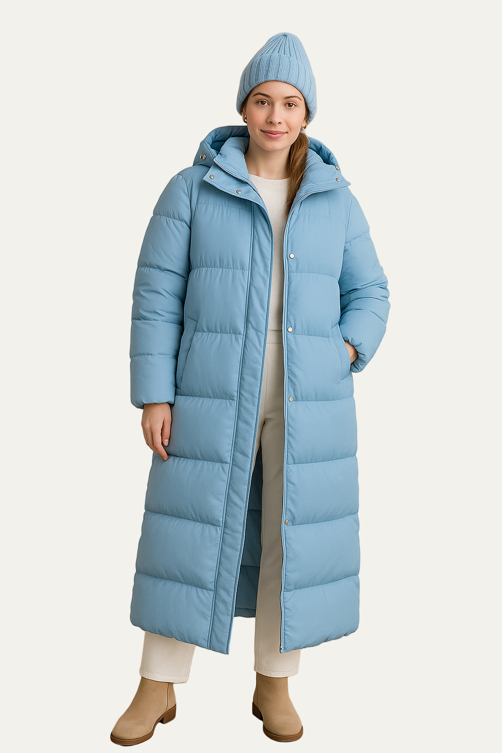 VogeLuxe | Women’s Minimalist Hooded Puffer Jacket