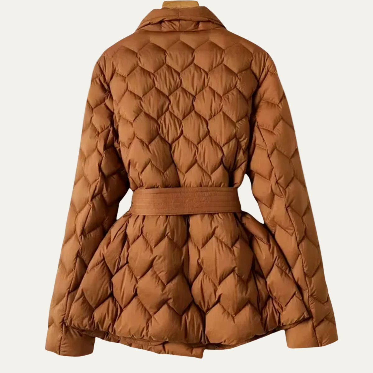Women’s Puffer Jacket – Quilted Design – Belted Waist – Elegant Fit 2