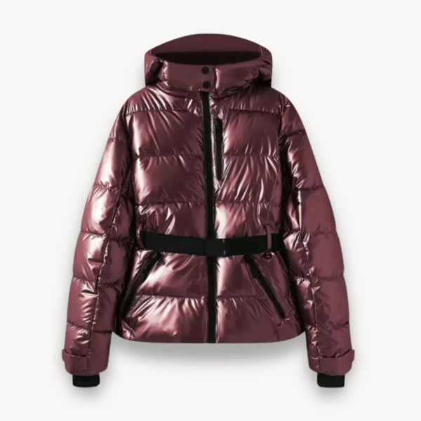 Women’s Puffer Jacket – Tailored Fit – Quilted – Hooded – Belted Waist – Hip Length 3