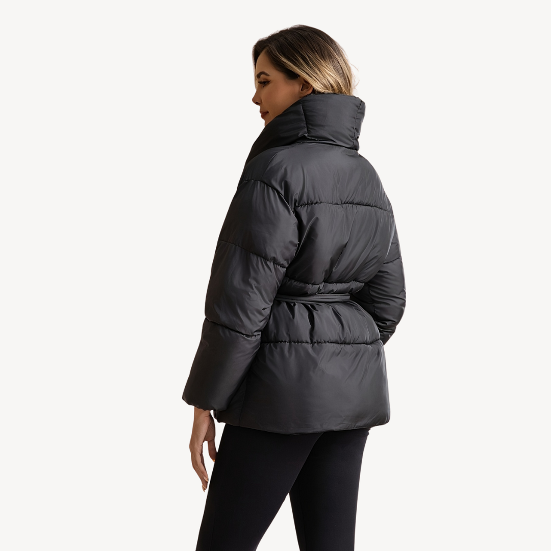 VogeLuxe | Women’s Belted Black Puffer Jacket
