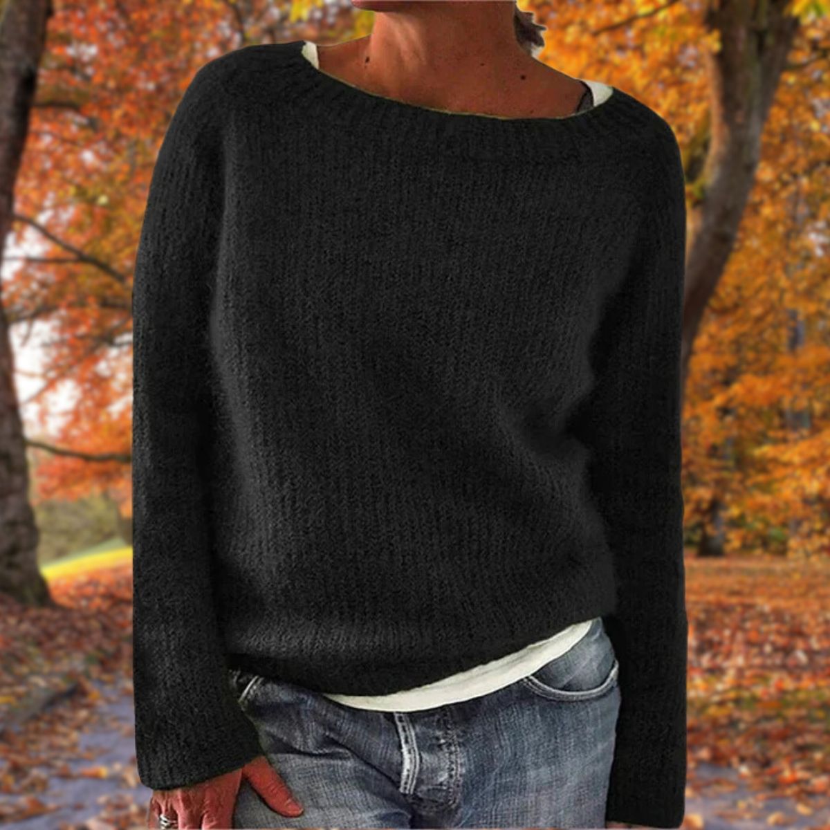 Soft Women's Crew Neck Long Sleeve Knit Sweater