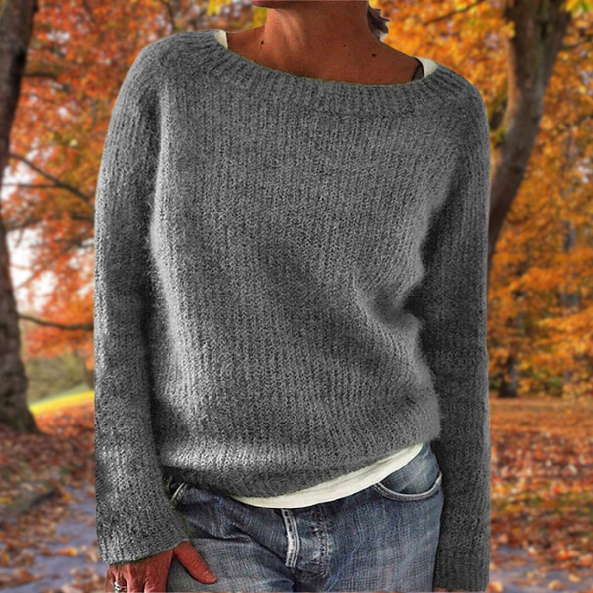 Soft Women's Crew Neck Long Sleeve Knit Sweater