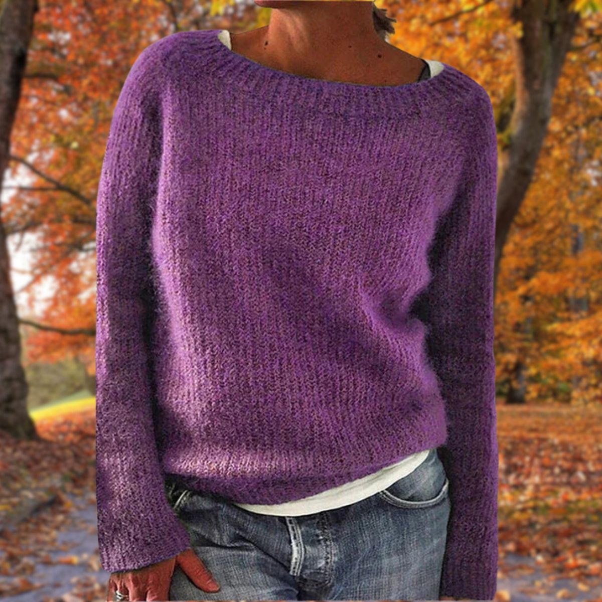 Soft Women's Crew Neck Long Sleeve Knit Sweater