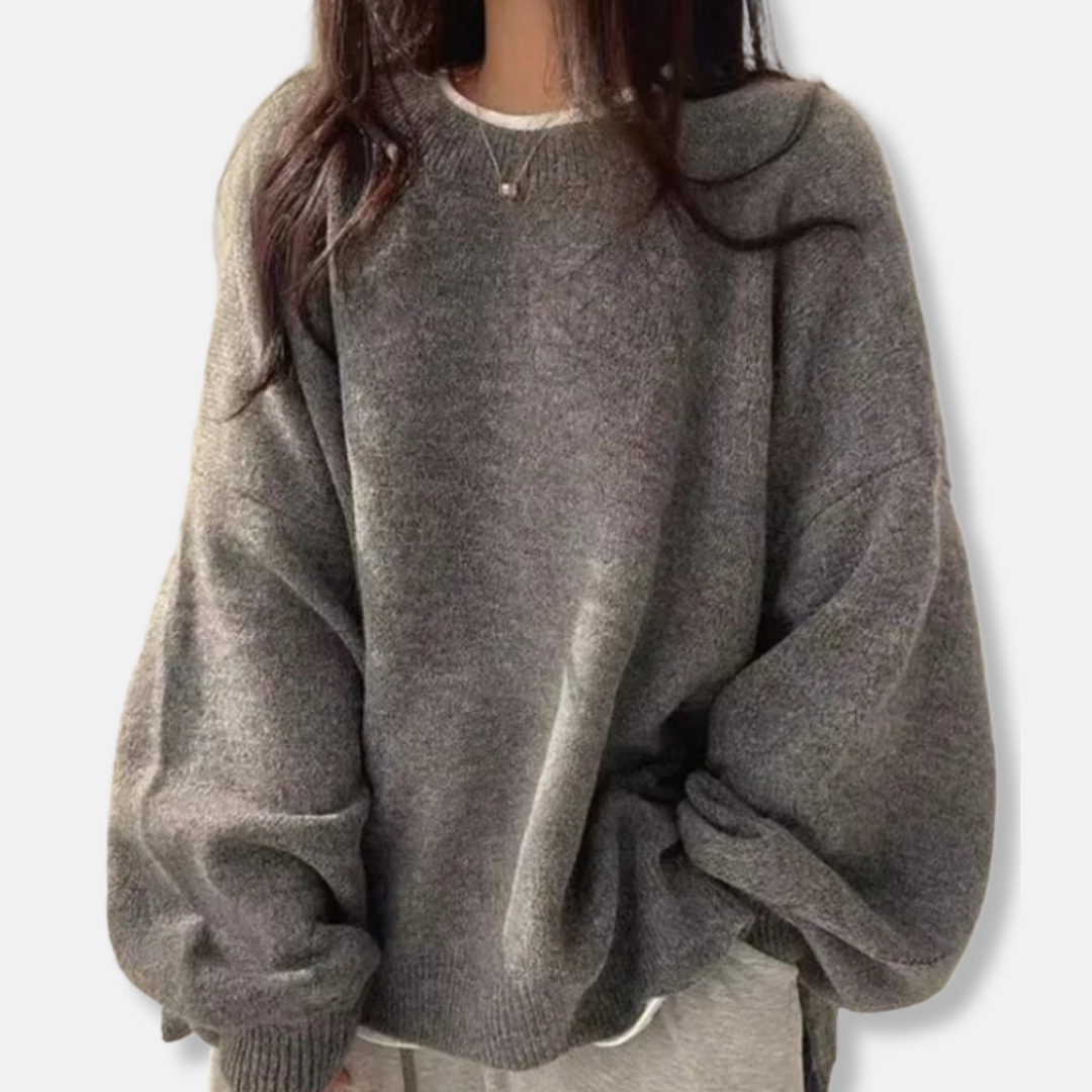Women’s Pullover Sweatshirt – Oversized Fit – Soft Knit – Balloon Sleeves – Ribbed Trim 3