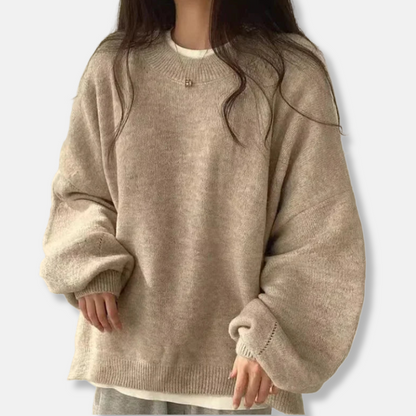 Women’s Pullover Sweatshirt – Oversized Fit – Soft Knit – Balloon Sleeves – Ribbed Trim 4