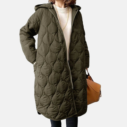 Women’s Quilted Coat – Relaxed Fit – Full Length – Hooded – Soft Padded Cotton Feel 3