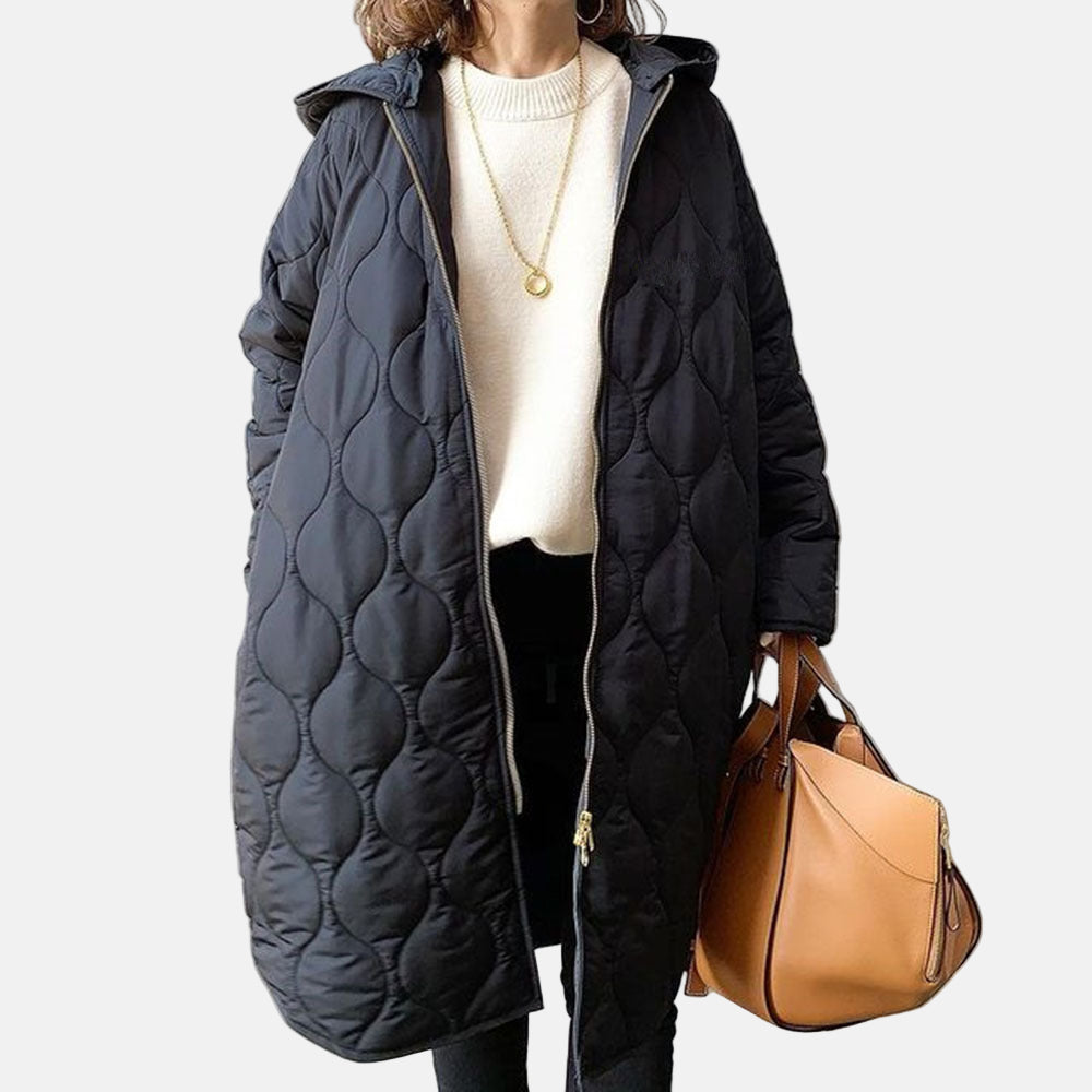 Women’s Quilted Coat – Relaxed Fit – Full Length – Hooded – Soft Padded Cotton Feel 4