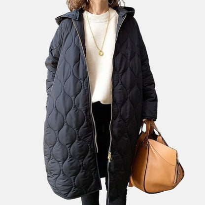 Women’s Quilted Coat – Relaxed Fit – Full Length – Hooded – Soft Padded Cotton Feel 4